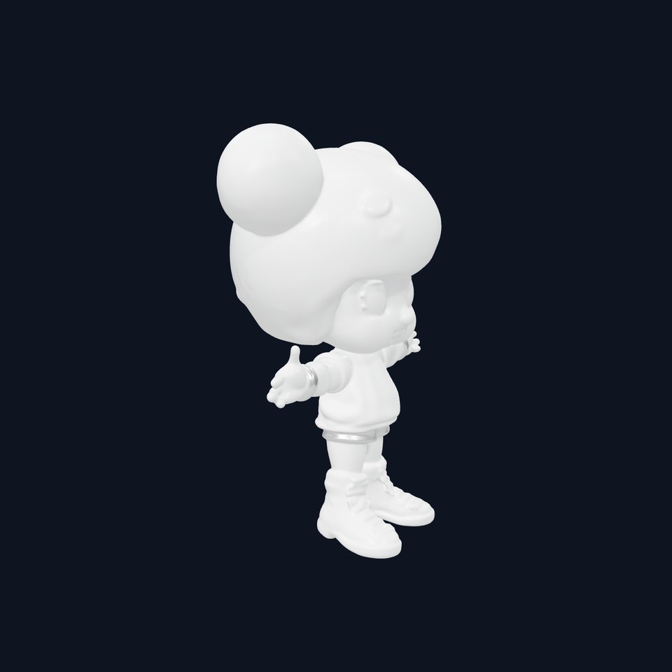 Cute Cartoon Character with Pink Hair and Polka Dots  Rigged and Animated